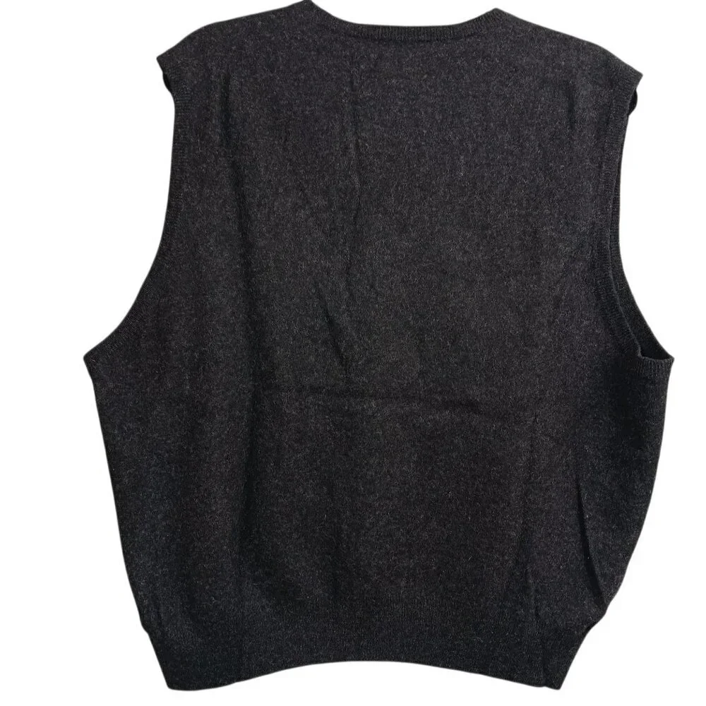 POLO by RALPH LAUREN Men Sweater Vest Gray Sz.XL Wool V-neck Pullover Pony Logo
